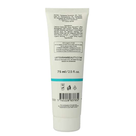 Urtekram Tandpasta munt/groene thee 75.00 Milliliter