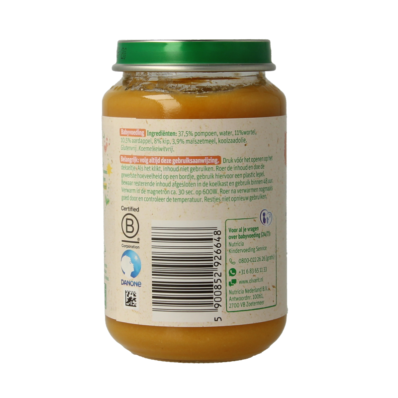 Olvarit Pompoen kip aardappel 6M09 200 Gram