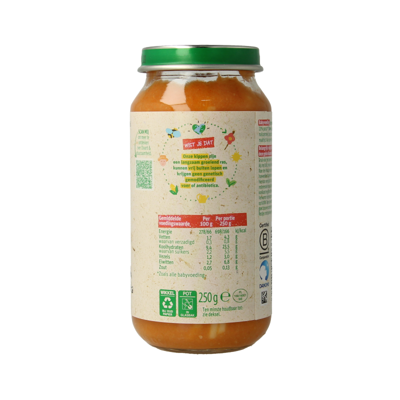 Olvarit Pompoen kip pasta 12M06 250 Gram