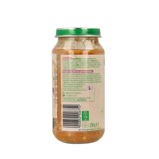 Olvarit Vegetarische pasta courgette mozzarella 15M09 250 Gram