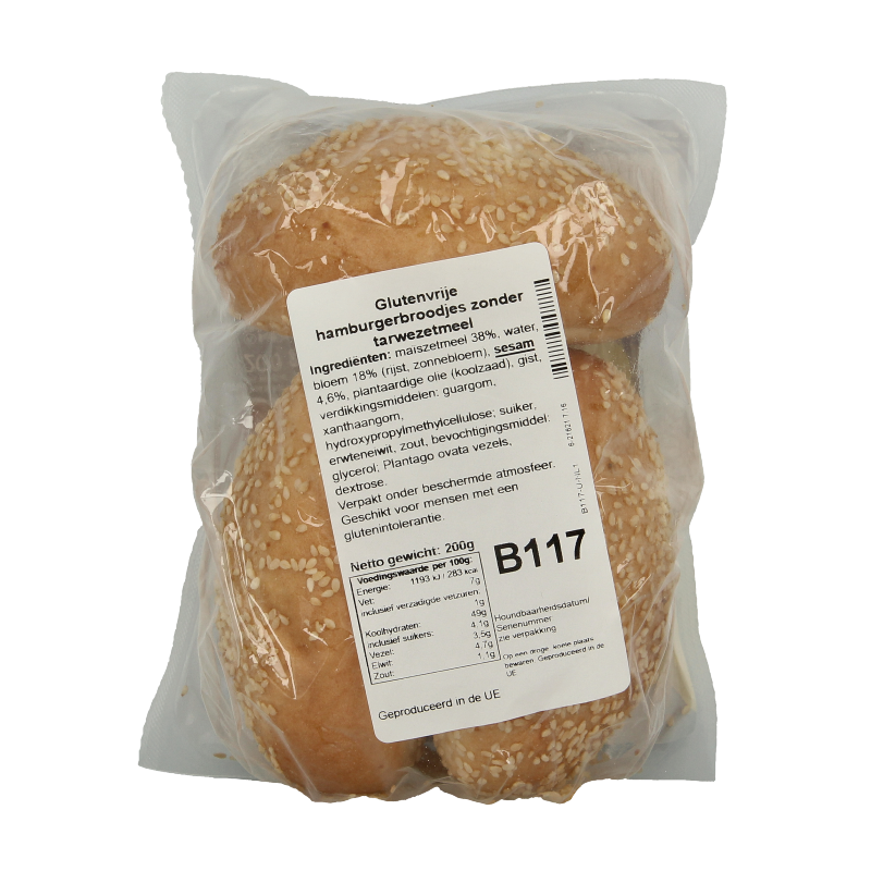 Bezgluten Hamburgerbroodjes glutenvrij 200 Gram