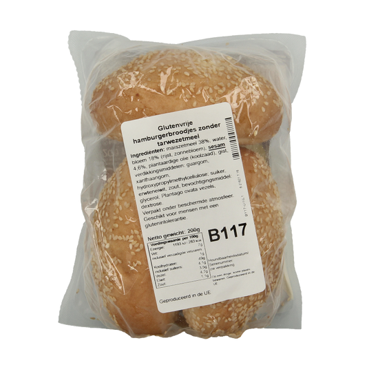 Bezgluten Hamburgerbroodjes glutenvrij 200 Gram