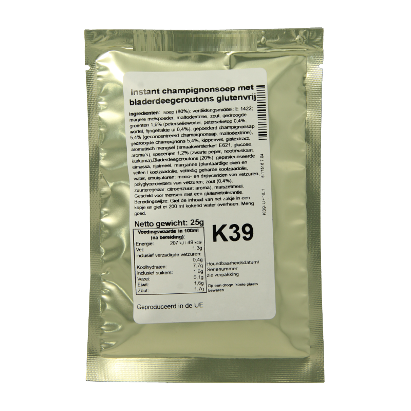 Bezgluten Champignonsoep glutenvrij 25 Gram