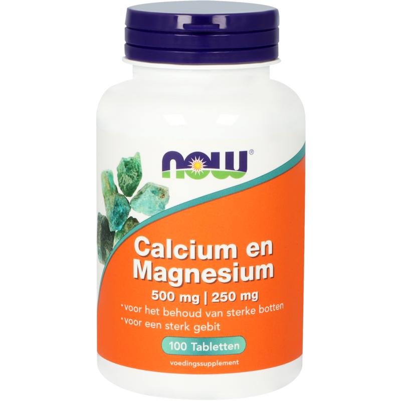 NOW Calcium 500mg en magnesium 250mg 100 Tabletten