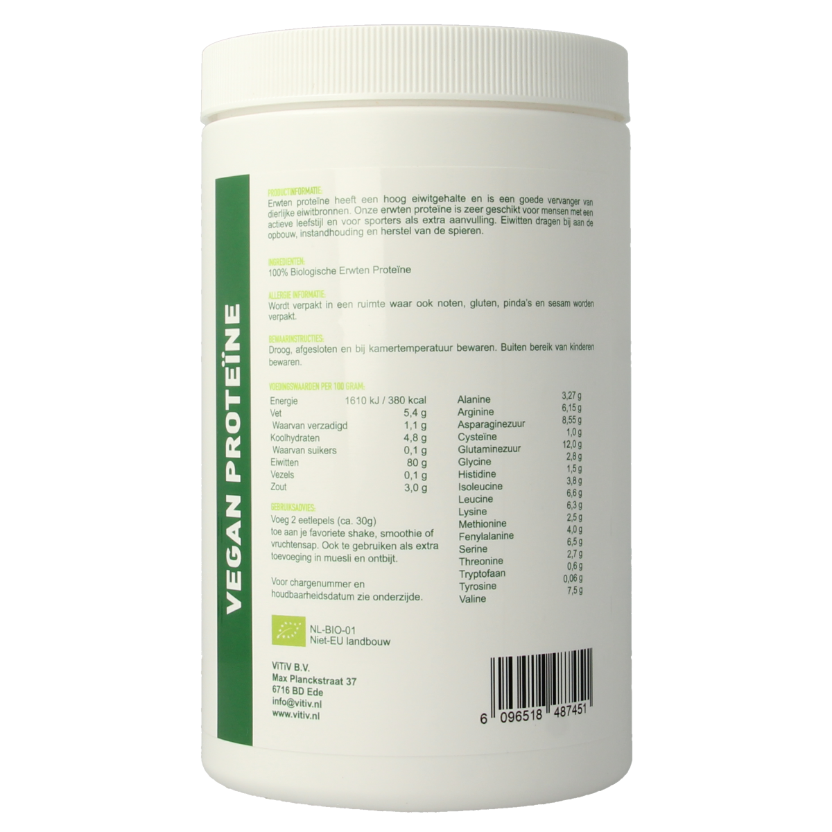 Vitiv Erwten proteine 80% vegan bio 350.00 Gram