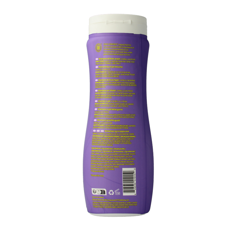 Attitude Shampoo 2 in 1 little leaves vanille peer 473.00 Milliliter