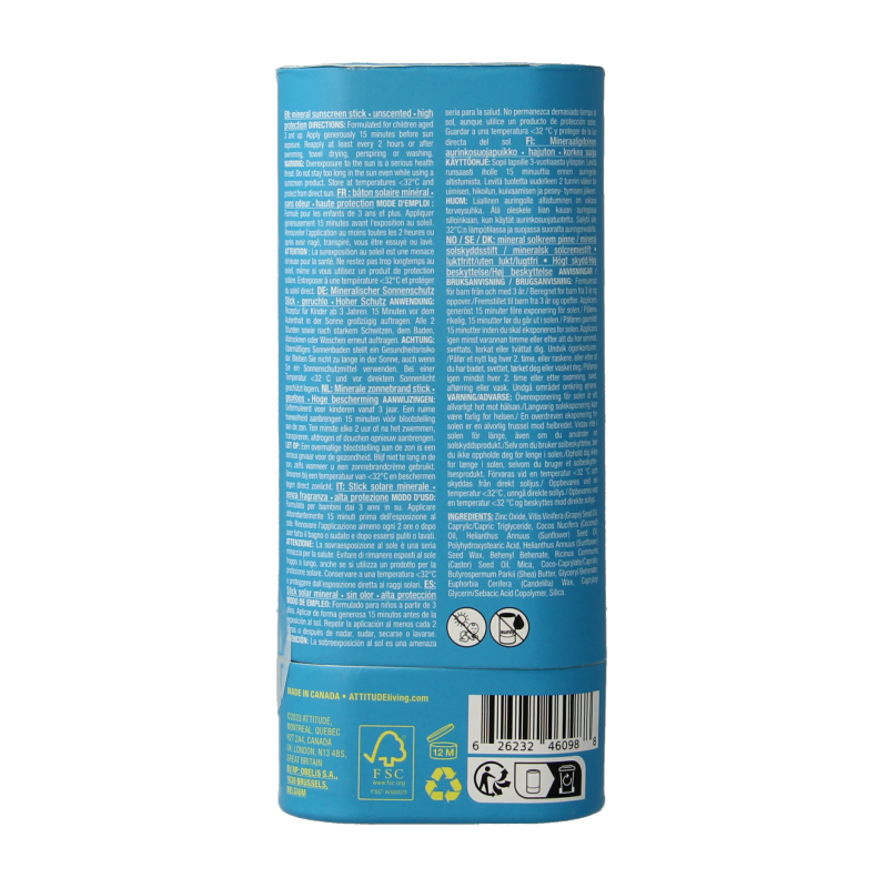 Attitude Sunly zonnebrandstick kids SPF30 60 Gram