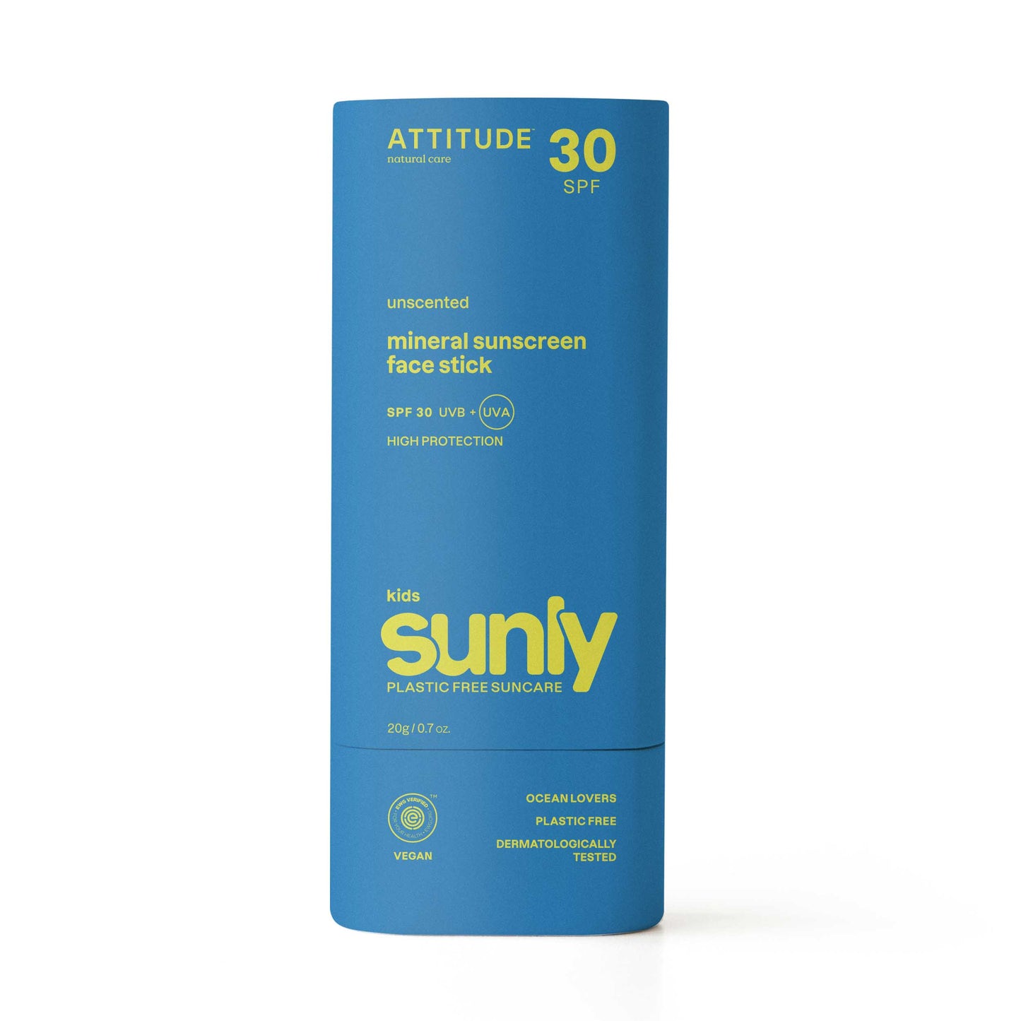 Attitude Sunly gezichtszonnebrandstick kids SPF30 20 Gram
