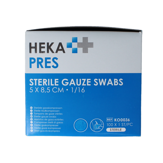 Hekapres Hydrofiel gaaskompres 5x8.5cm 100 Stuks