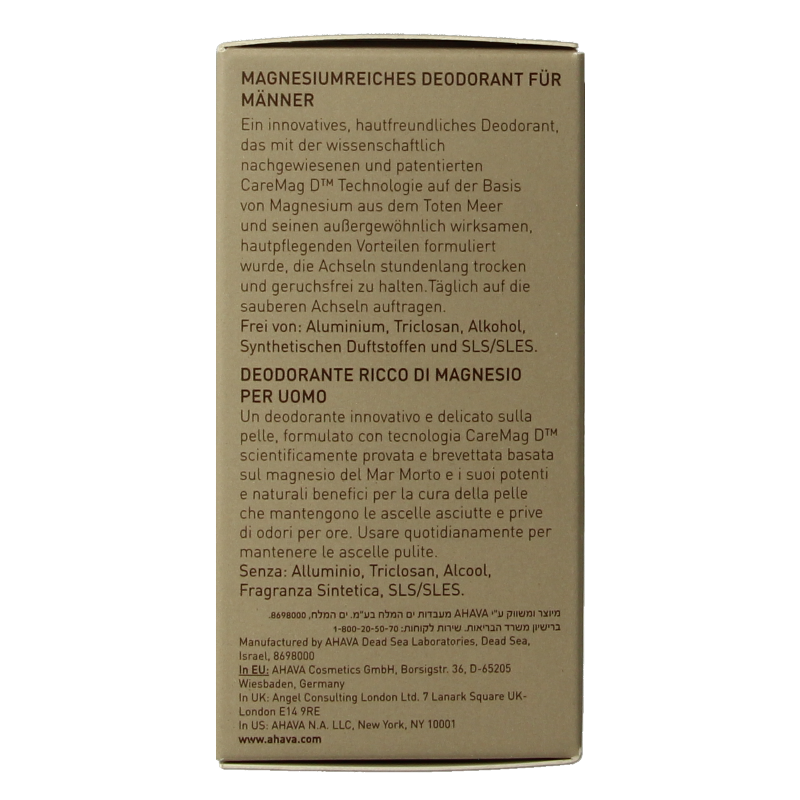 Ahava Men deodorant roll on magnesium rich 50 Milliliter