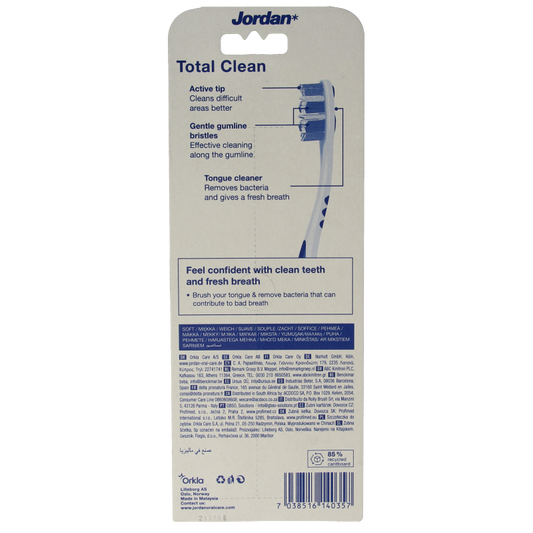 Jordan Tandenborstel totalclean soft 4 Stuks