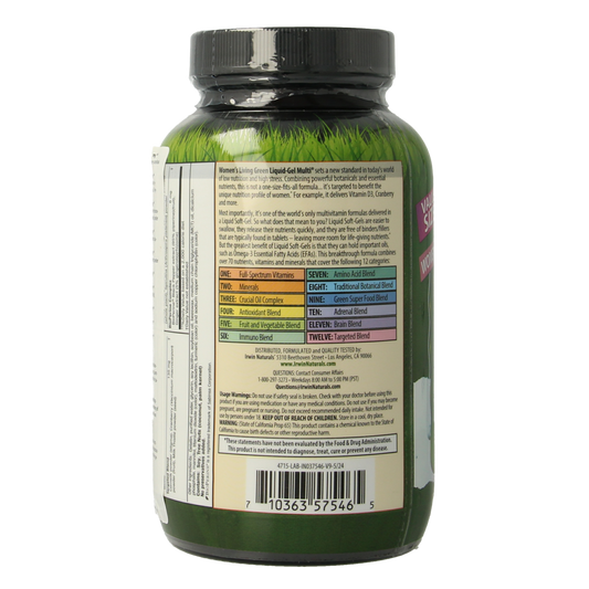 Irwin Naturals Living green liquid gel multi for women 120 Softgels