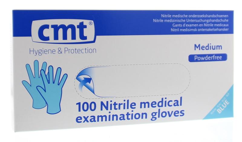 CMT Onderzoekshandschoen nitriel blauw poedervrij maat 100 Stuks