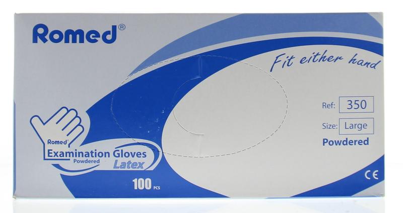 Romed Latex handschoen niet steriel gepoederd L 100.00 Stuks