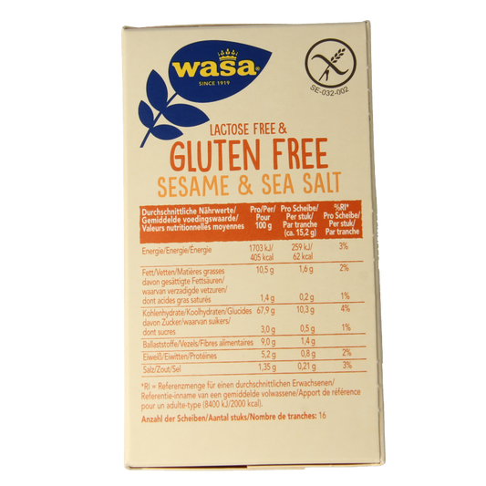 Wasa Knackebrod met sesam en zeezout glutenvrij 240 Gram