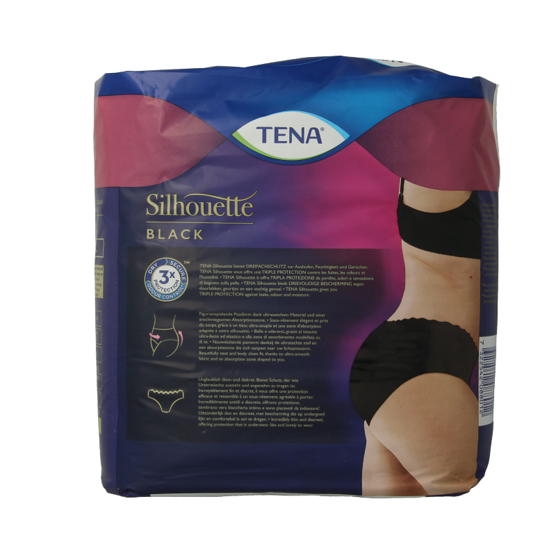Tena Silhouette plus low waist zwart L 10 Stuks