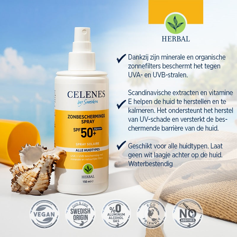 Celenes Herbal sunscreen spray all skintypes SPF50 150 Milliliter