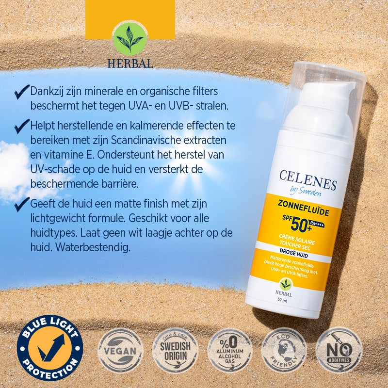 Celenes Herbal dry touch sunscreen fluid SPF50 50 Milliliter