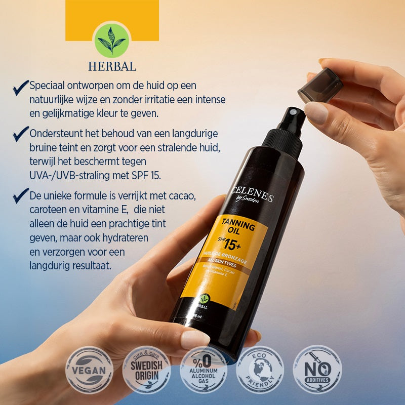 Celenes Herbal tanning oil SPF15+ 200 Milliliter