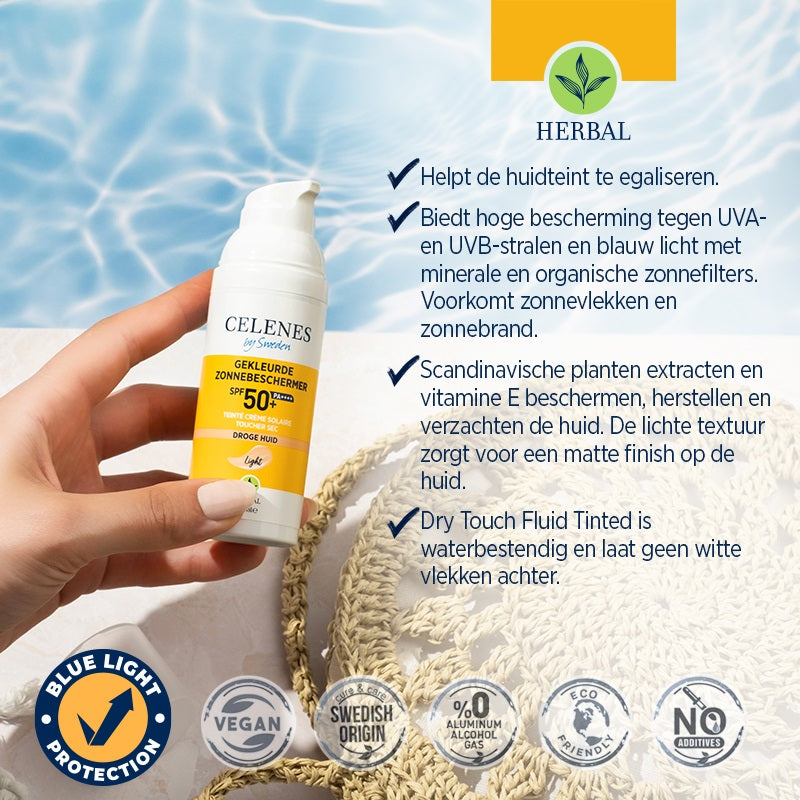 Celenes Herbal dry touch tinted light fluid SPF50+ 50 Milliliter