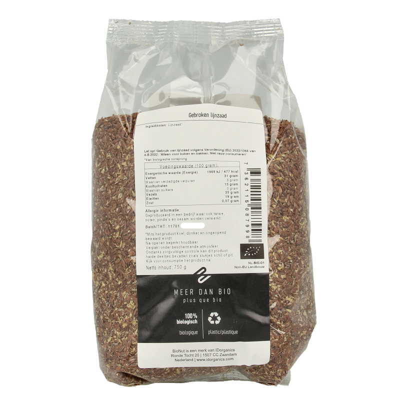 Bionut Lijnzaad gebroken bio 750 Gram