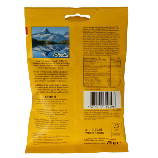 Ricola Original suikervrij 75 Gram
