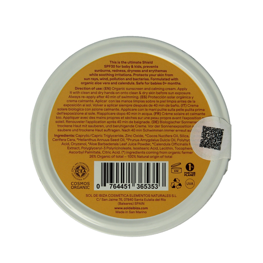 Sol De Ibiza Beschermende creme baby&kids SPF30 bio 100 Gram