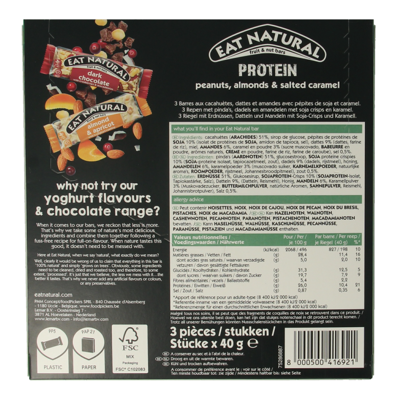 Eat Natural Protein pack caramel & pinda 3 x 40 gram 120 Gram
