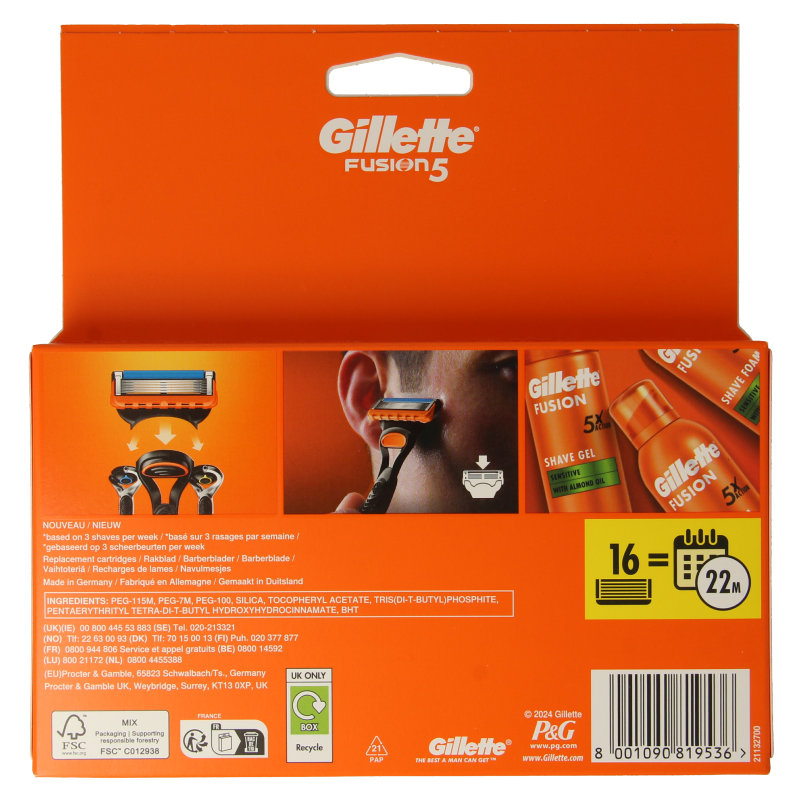 Gillette Fusion manual blades 16 Stuks