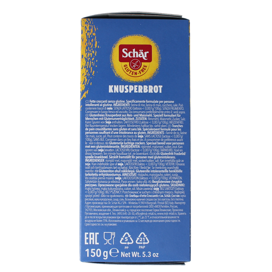 Schar Crispbread glutenvrij 150.00 Gram