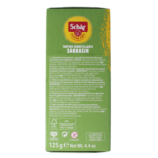 Schar Fibre crispbread/crackers glutenvrij 125 Gram
