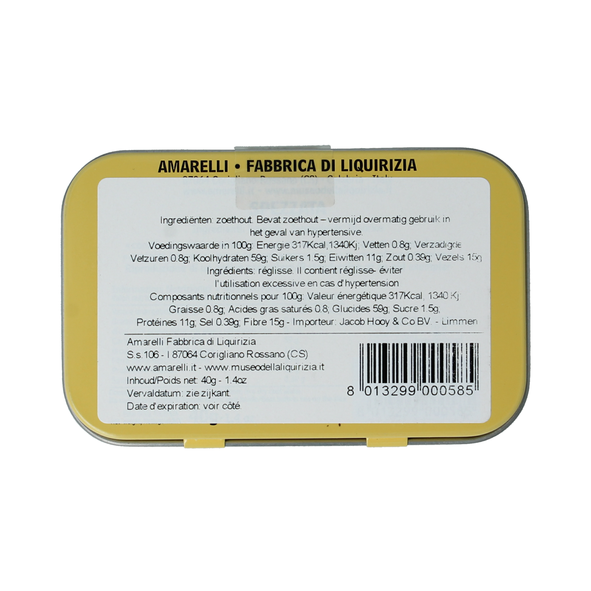 Amarelli Laurierdrop blikje brokken puur 40.00 Gram