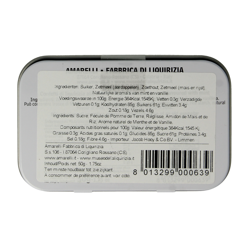 Amarelli Laurierdrop blikje pepermunt wit 50 Gram