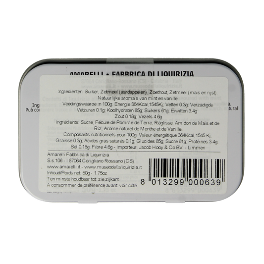 Amarelli Laurierdrop blikje pepermunt wit 50 Gram