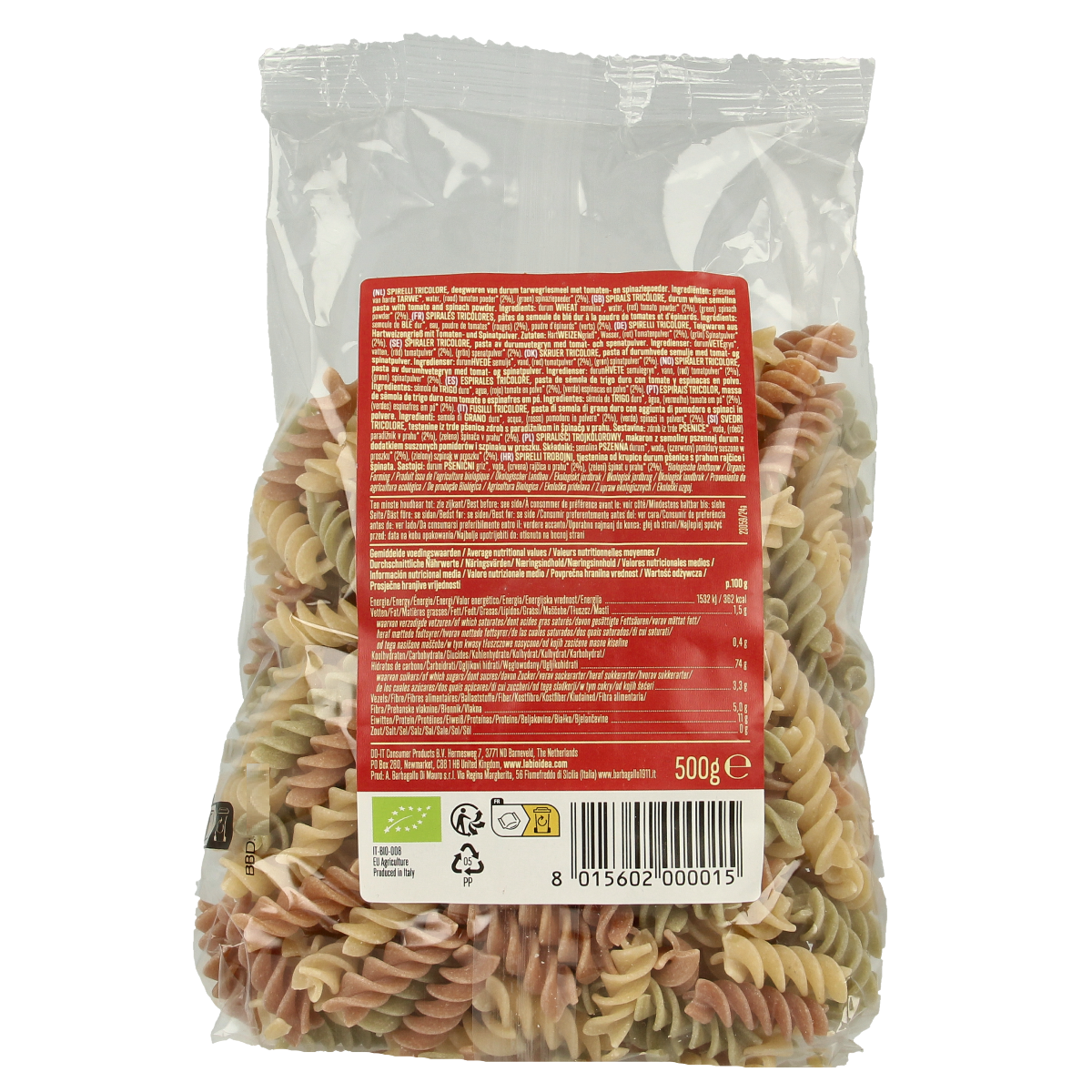 Bioidea Fusilli tricolore spirelli bio 500.00 Gram