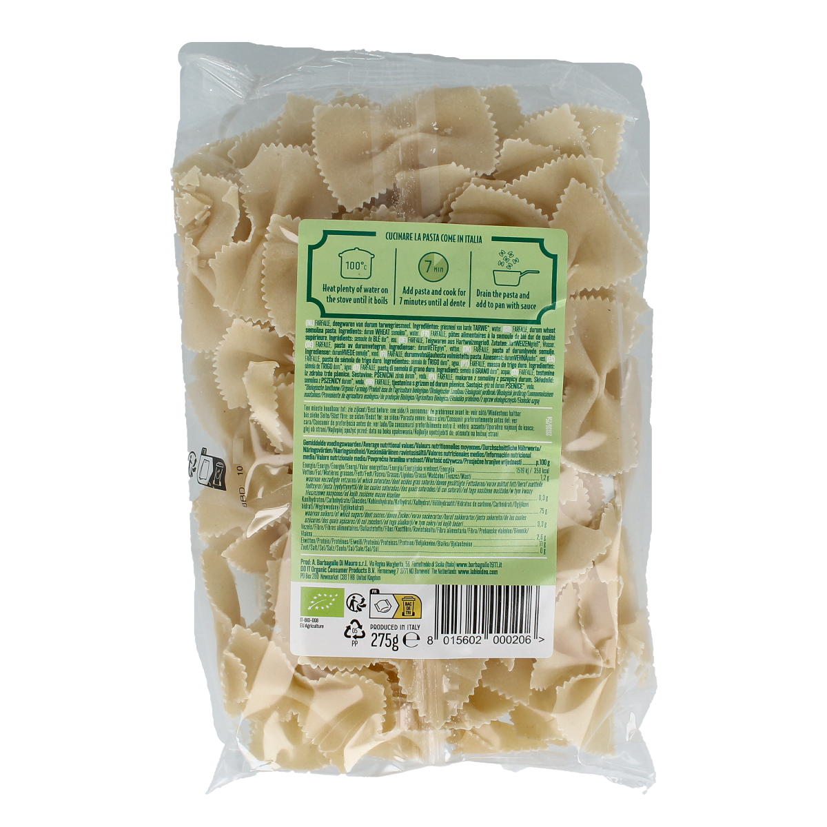 Bioidea Farfalle vlindertjes wit bio 275.00 Gram