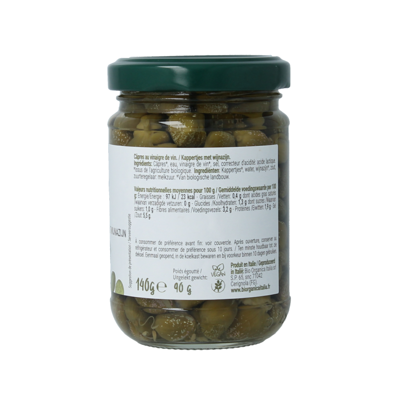 Bio Organica Italia Kappertjes in azijn bio 140 Gram