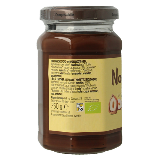 Nocciolata Hazelnootpasta zonder melk bio 250 Gram