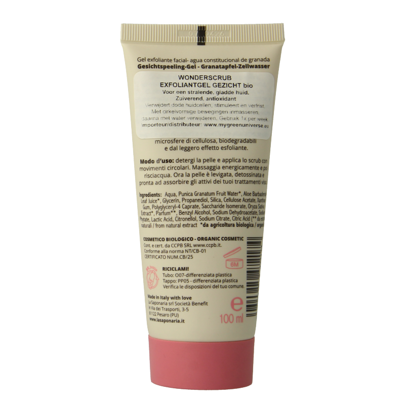 La Saponaria Wonderscrub exfoliating face gel 100 Milliliter