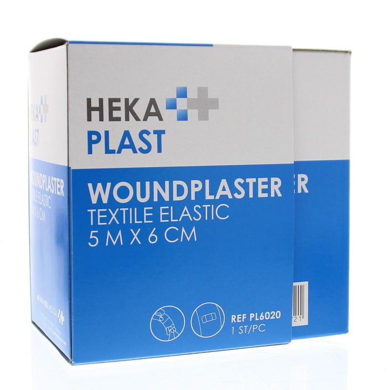 Hekaplast Pleister dispenser rol 5m x 6cm textiel 1.00 Stuks