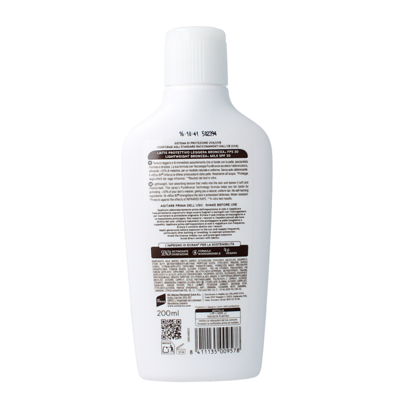 Ecran Broncea milk SPF30 200 Milliliter