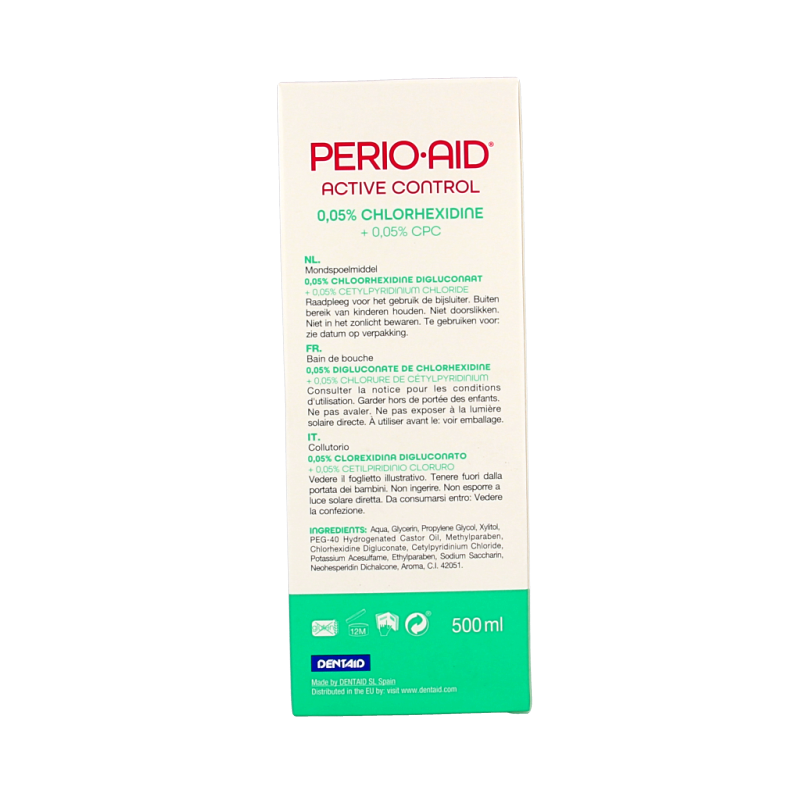 Perio Aid Active Control mondspoelmiddel 0.05% CHX 500 Milliliter
