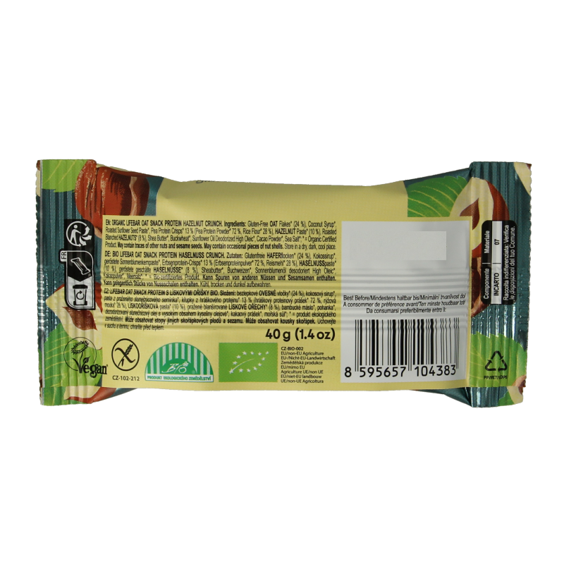 Lifefood Lifebar oatsnack proteine hazelnoot crunch bio 40 Gram