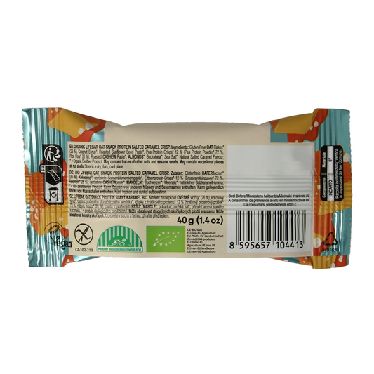 Lifefood Lifebar oatsnack proteine salted caramel crisp bio 40.00 Gram