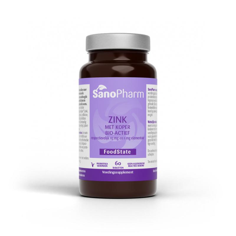 SanoPharm Zink 15mg & koper 1mg 60 Tabletten