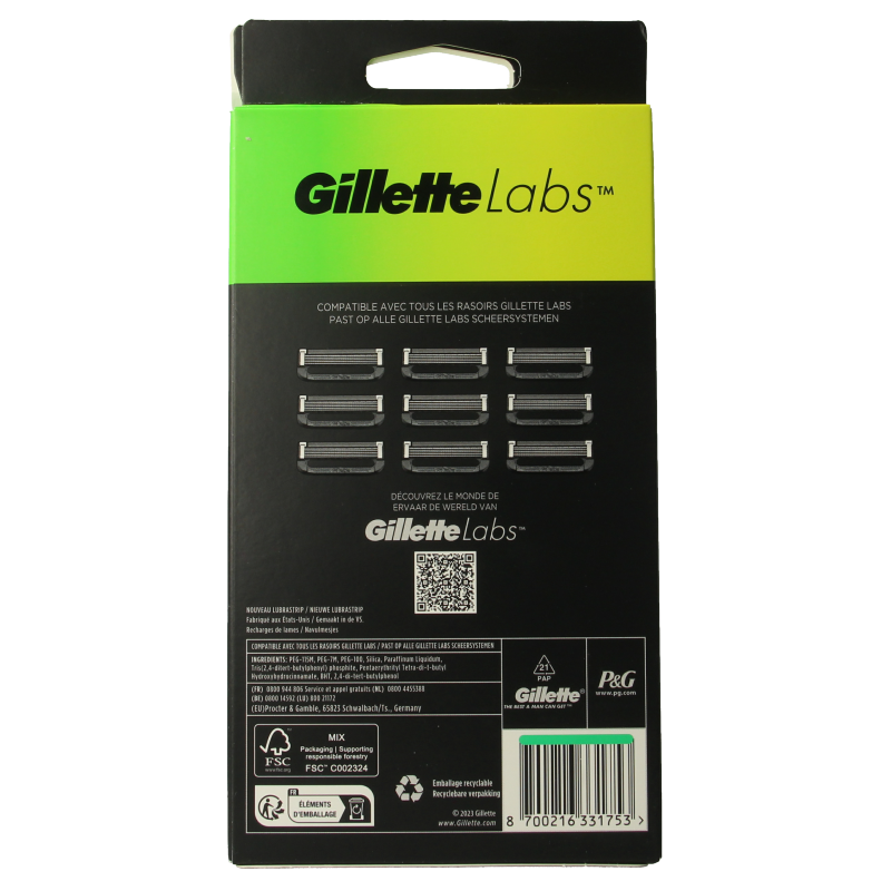 Gillette Labs navulmesjes 9 Stuks