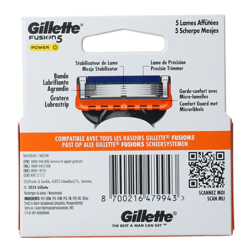 Gillette Fusion5 power mesjes 4 Stuks