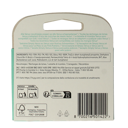 Gillette Venus deluxe smooth sensitive blades 3.00 Stuks