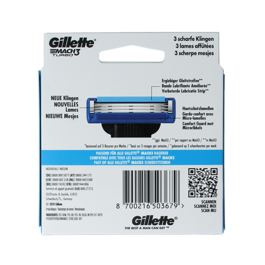 Gillette Mach 3 turbo blades 12 Stuks
