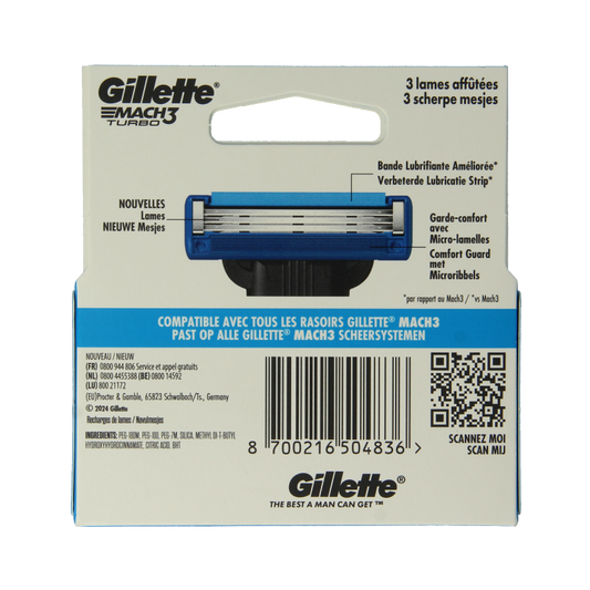 Gillette Mach3 turbo mesjes 5 Stuks